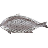 Декоративное блюдо "Рыбка" 38.5х17х2см, полистоун, серебро