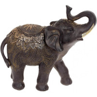 Декоративная статуэтка "Слон" 22х9х22см, полистоун, чёрный с золотом
