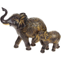 Декоративная статуэтка "Слоны" 26х10х19см, полистоун, чёрный с золотом