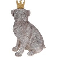 Декоративная статуэтка "Собака с короной" 33см, полистоун, состаренный серый