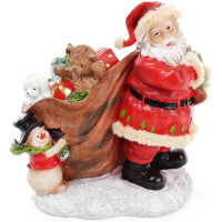 Новогодняя декоративная статуэтка "Санта с подарками" 28см