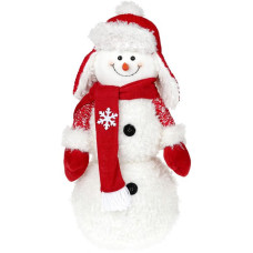 Новогодняя мягкая игрушка "Снеговик в шапке-ушанке" 48см