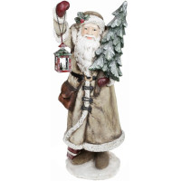Фигура декоративная "Санта с ёлкой и фонариком" 98см с LED-подсветкой, бежевый
