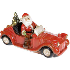 Декор новогодний «Санта в красном автомобиле» с LED подсветкой 36х14х18см