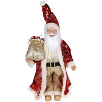 Декоративная фигура "Санта с мешком" 45см, красный с золотом