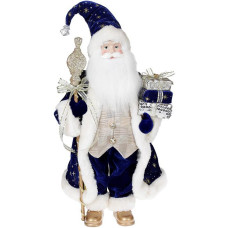 Фигура «Санта с посохом» 46см (мягкая игрушка), синий с шампанью