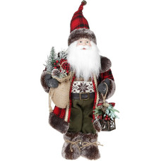 Фигура «Санта с фонариком» 46см (мягкая игрушка), красный с черным