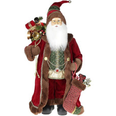 Фигура «Санта с носком» 60см (мягкая игрушка), бордо с коричневым