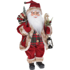 Мягкая игрушка "Санта с мешком и фонарем" 41см, красный