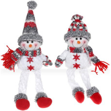 Мягкая игрушка "Снеговик" 44см, белый, серый, красный, 2 дизайна