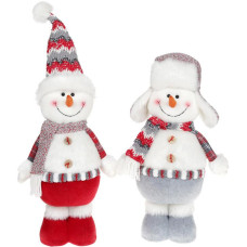 Мягкая игрушка "Снеговик" 42см, белый, серый, красный, 2 дизайна