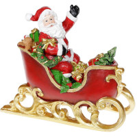 Статуэтка декоративная "Санта в Санях" 25х11х20.5см, полистоун красный с золотом