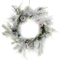 Новогодний декоративный венок "Снежный" Ø34см, искусственная хвоя с шишками