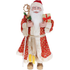 Мягкая игрушка "Санта с посохом" 62см, красный с золотом
