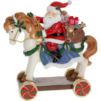 Декоративная статуэтка "Санта на Лошадке" 40см, полистоун, красный