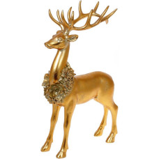 Декоративная статуэтка "Олень с ожерельем из цветов" 35см, полистоун, золото