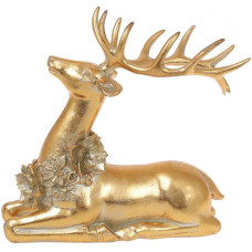 Декоративная статуэтка "Олень с ожерельем из цветов" 22см, полистоун, золото