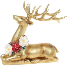 Декоративная статуэтка "Олень с ожерельем из цветов" 23см, полистоун, золото
