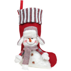 Носок для подарков "Снеговик" 28х7х51см, красный