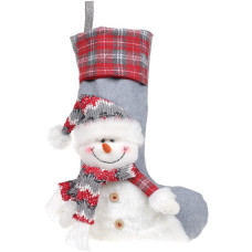 Носок для подарков "Снеговик" 28х7х51см, серый