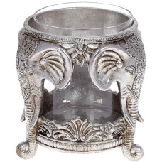 Подсвечник декоративный "Giorgi Слоны" со стеклянной колбой 14х14х14.5см, серебро