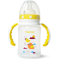 Бутылочка детская для кормления Fissman Babies "Птички в облаках" 240мл с ручками