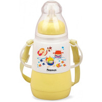 Бутылочка детская для кормления Fissman Babies "Забавное купание" 150мл с ремешком, желтая