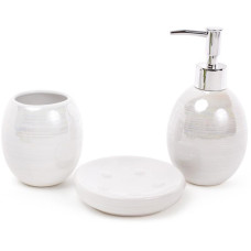 Набор аксессуаров Bright "Nacre" для ванной комнаты 3 предмета, белый перламутр, керамика