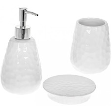 Набор аксессуаров Bright для ванной комнаты 3 предмета "Белый Камень" глянцевая керамика