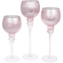 Набор 3 стеклянных подсвечника Christel 30см, 35см, 40см, мерцающий розовый