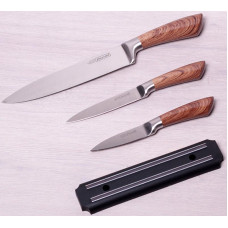 Набір 3 кухонних ножів Kamille Aubrieta на магнітній планці