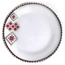 Набір 6 дрібних тарілок "Вишиванка червоне та чорне" діаметр 23см