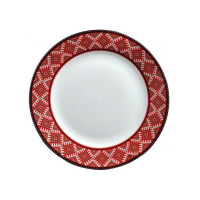 Набір 6 десертних тарілок "Вишиванка червоний ромб" діаметр 17.5см