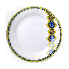 Набір 6 дрібних тарілок "Вишиванка жовто-блакитний ромб" діаметр 20 см