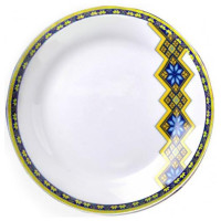 Набір 6 дрібних тарілок "Вишиванка жовто-блакитний ромб" діаметр 23см