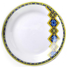 Набір 6 дрібних тарілок "Вишиванка жовто-блакитний ромб" діаметр 23см