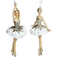 Набор 6 подвесных статуэток "Балерина" 14.5см, шампань с белым