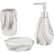 Набір аксесуарів Bright для ванної кімнати "Сірий мармур" 3 предмети, кераміка