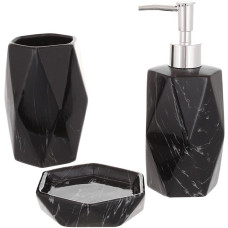 Набор аксессуаров Bright для ванной комнаты "Черный мрамор" 3 предмета, керамика