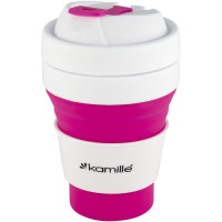 Спортивна складна пляшка Kamille для води 350мл, силікон, рожевий