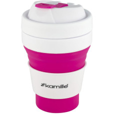 Спортивна складна пляшка Kamille для води 350мл, силікон, рожевий