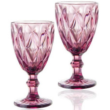 Набір 6 келихів для вина Elodia Грані 320мл, рожеве скло