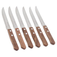 Набір 6 столових ножів стейкових Kamille Natural Treasure з дерев'яними ручками
