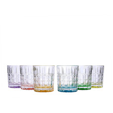 Набір з шести склянок для віскі 320 мл кольорове дно Bohemia Diplomat Чехія 99999 AC013 020 S