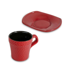Чашка с блюдцем для кофе Ceraflame Hammered red 150 мл Сeraflame Бразилия CF_38