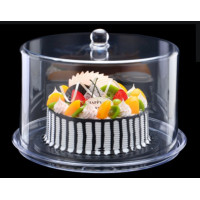 Подставка для торта с крышкой акрил 34.5*34.5*24 см PNK_601